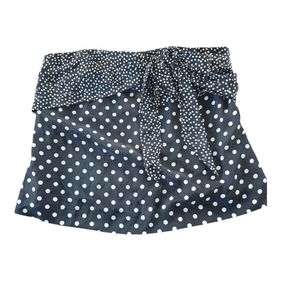 J crew Skirt Womens Sz 12 Blue Polka Dots Mini Tie Bow Waist Flirty Dainty New - Picture 1 of 10